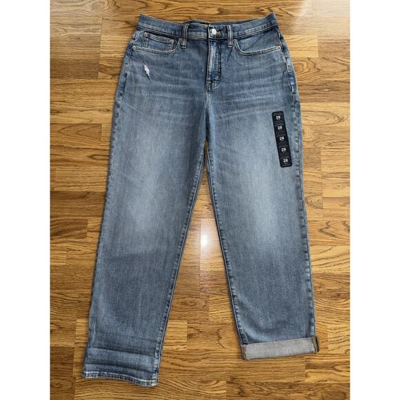 J Crew Relaxed Boyfriend Jeans Women’s Waist Size 28 Distressed Cuffed Stretch - Picture 2 of 16